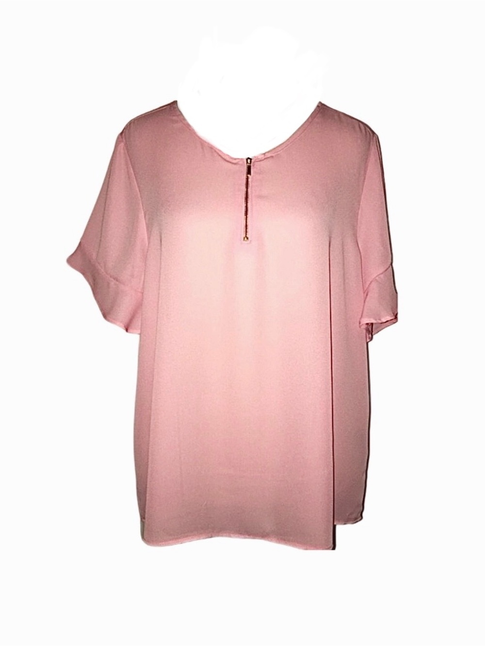 Harvé Benard Flounced Short Sleeve Blouse